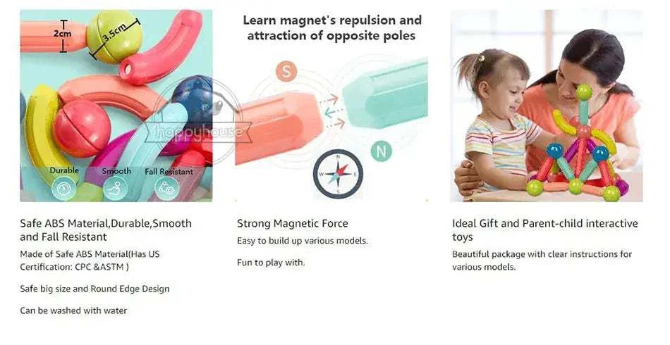 STEM magnetic building toys with colorful rods and balls for educational construction and parent-child play