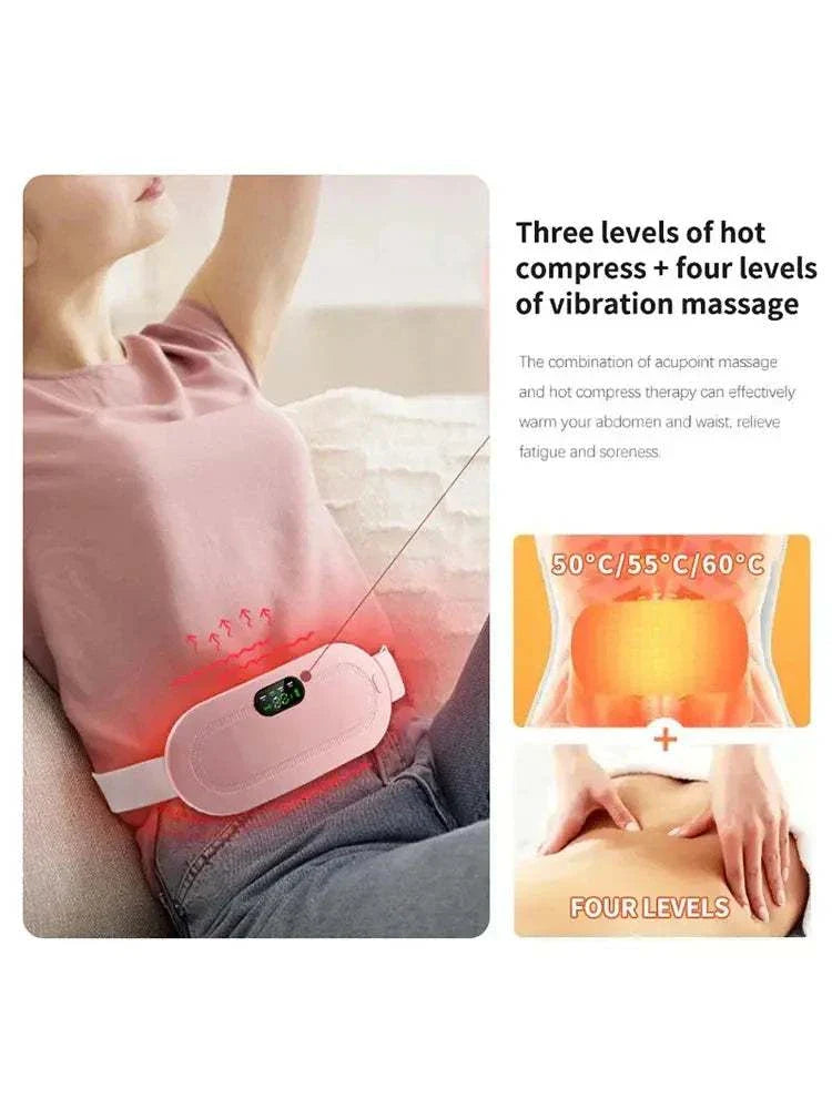 Warm Palace Belt heated abdominal massager providing adjustable heat and vibration for menstrual cramp relief and muscle relaxation